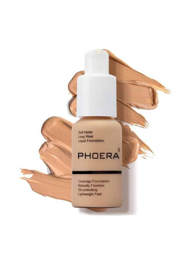 Phoera فFoundation ميك اب سائل طبيعي تغطية كاملة مات هيد التحكم في الزيت خافي العيوب 8 ألوان خيار رائع كهدية(104 بيج باف30مل) - Image 2