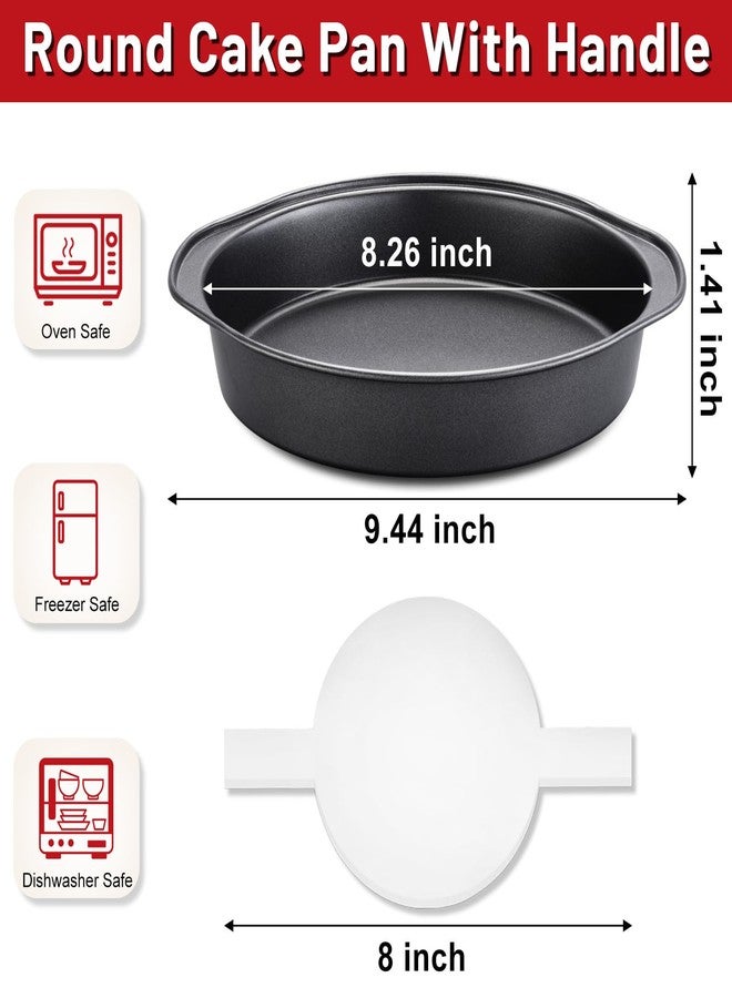 Unokit Round Cake Pan - 3 PCS 8 Inch Carbon Steel Cake Baking Pans with 100 PCS Parchment Paper, Nonstick Cake Pans with Handle, Dishwasher Safe - Image 2