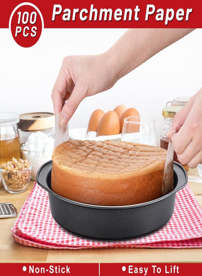 Unokit Round Cake Pan - 3 PCS 8 Inch Carbon Steel Cake Baking Pans with 100 PCS Parchment Paper, Nonstick Cake Pans with Handle, Dishwasher Safe - Image 3