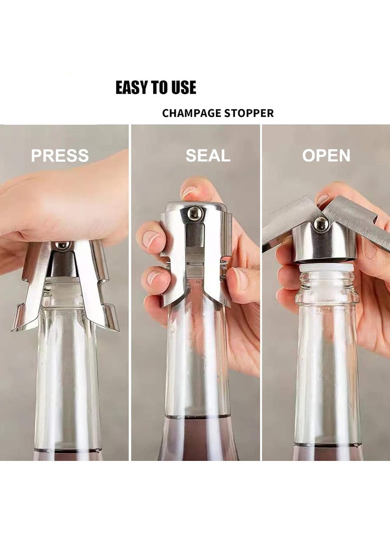 LOCANS LOCANS Heavy Duty Stainless Steel Sealed Sparkling Champagne Bottle Stopper Sealer Perfect for Use in Homes Cafes Bars Hotels Restaurants and Catering 1 Pcs  - Image 2