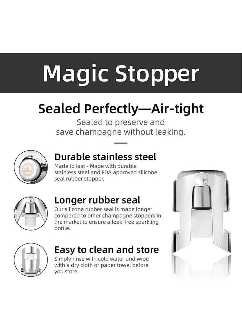 LOCANS LOCANS Heavy Duty Stainless Steel Sealed Sparkling Champagne Bottle Stopper Sealer Perfect for Use in Homes Cafes Bars Hotels Restaurants and Catering 1 Pcs  - Image 4