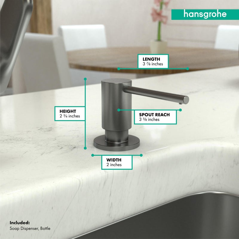 هانسجروهي Hansgrohe Focus موزع صابون حوض الاستحمام والمطبخ الحديث باللون الأسود المصقول 40438341 - Image 5