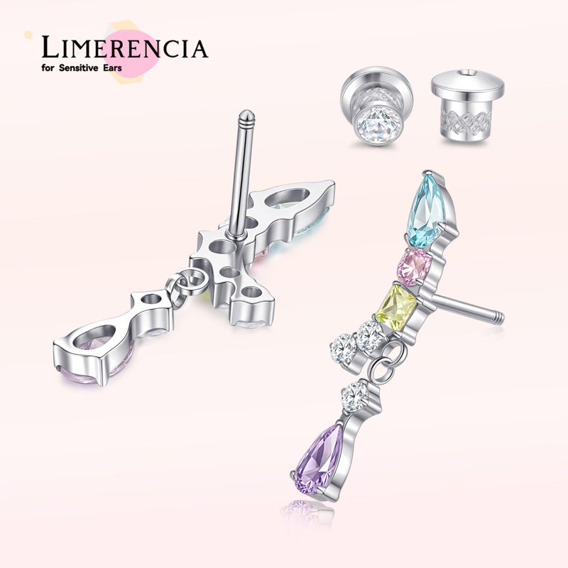 limerencia أقراط ليميرينس من التيتانيوم المضاد للحساسية مع مسمار خلفي من الدرجة الطبية وزركونيا مكعبة G23 20G لأقراط الزحف للأذن لمجوهرات غضروف الأذن الحساسة - Image 4
