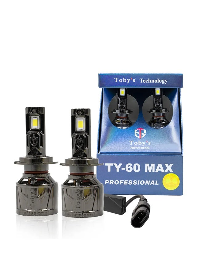 Toby's Tobys TY60 MAX 2 Pieces Car LED Headlight Bulbs tested 60watts Power and 6000 Lumens With Color Temperature 6500K - H11 - Image 1