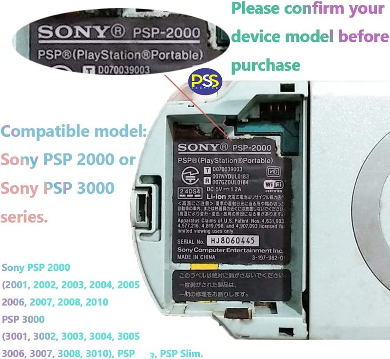 PSS PSP Battery, 1200mAh PSP 2000 3000 Battery Pack Rechargeable Replacement PSP-S110 Battery Compatible for PS Portable PSP 2000 2001 2002 3000 3001 3002 Series - Image 3