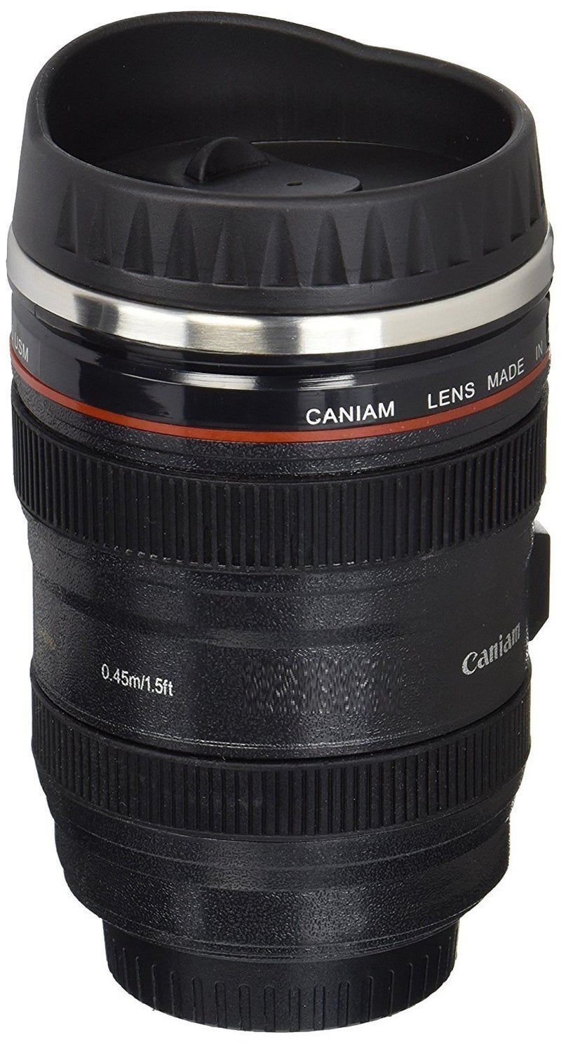 Inditradition Camera Lens Coffee Mug | Steel Insulated Travel Mug, Thermos (400 ML, Black) - Image 4