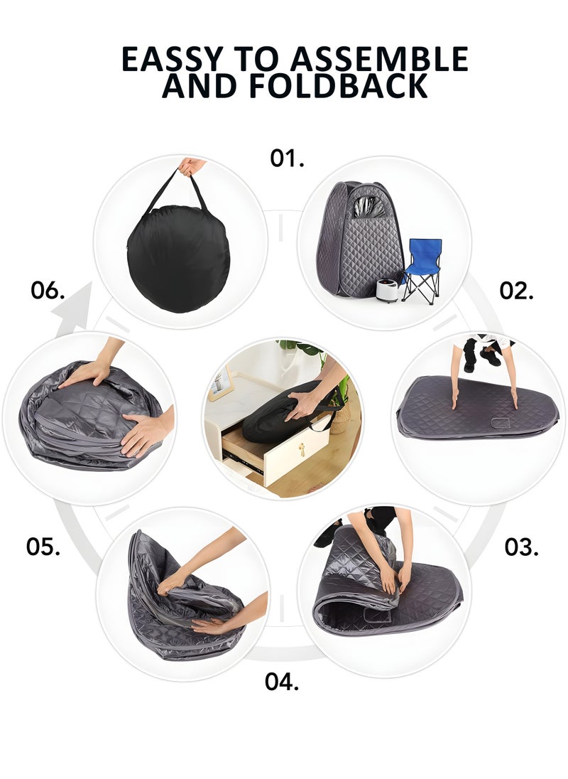 Toshonics - Portable Sauna Tent with Timer And Temperature Control For Relaxation Detoxification Full Body Spa Massage Kit With 2L Steamer For Stress Reduction Improved Circulation And Wellness Foldable Design - Image 1