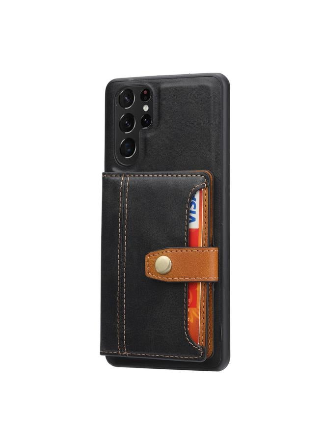 اس-توب جراب لهاتف Samsung Galaxy S25 Ultra 5G مصنوع من جلد العجل مع فتحة للبطاقات من مادة TPU الهجينة - Image 2