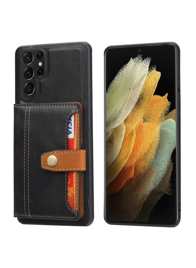 اس-توب جراب لهاتف Samsung Galaxy S25 Ultra 5G مصنوع من جلد العجل مع فتحة للبطاقات من مادة TPU الهجينة - Image 1