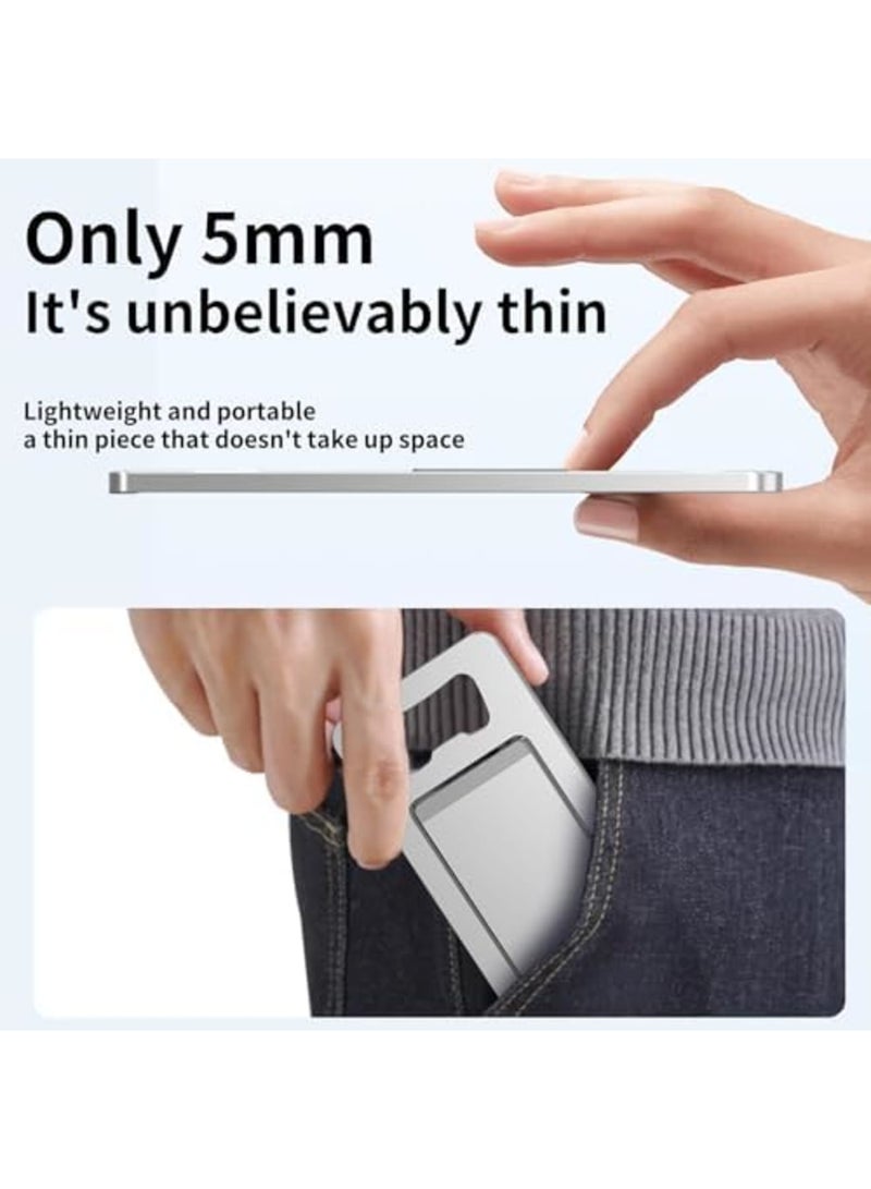 SYOSI حامل هاتف محمول قابل للطي ومحمول مع قاعدة ألومنيوم قابلة للتعديل للمكتب والسفر ومكالمات الفيديو والألعاب، حوامل خفيفة الوزن متوافقة مع جميع الهواتف الذكية (فضي) - Image 3