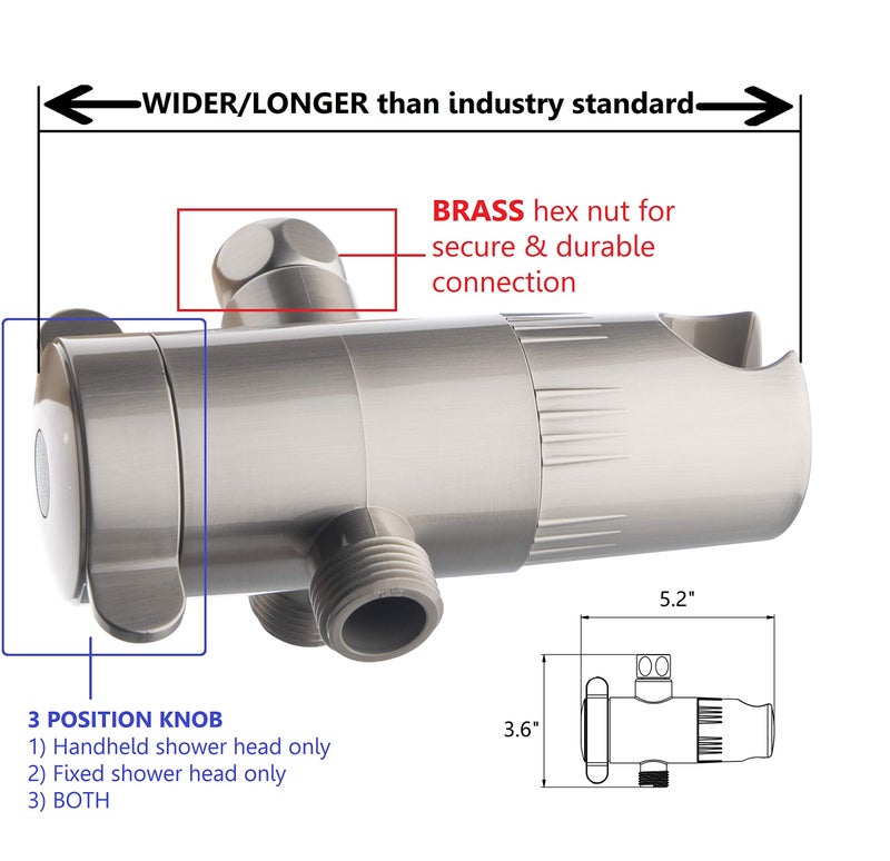 Ana Bath 5-Inch Anti-Clog High Pressure Large Dual Shower Head With Handheld Spray - 5 Unique Spray Modes/Brass Connector/5 Ft Stainless Steel Hose/Spot Resist Brushed Nickel - Image 4
