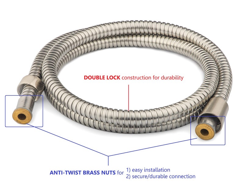 Ana Bath 5-Inch Anti-Clog High Pressure Large Dual Shower Head With Handheld Spray - 5 Unique Spray Modes/Brass Connector/5 Ft Stainless Steel Hose/Spot Resist Brushed Nickel - Image 5