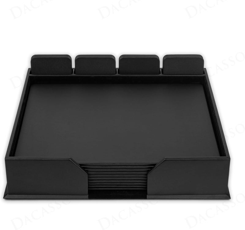Dacasso Black Leatherette 23Piece Conference Room Set  Executive Desk Surface Protector  Luxury Table Pad Blotters  Square Coasters - Image 1