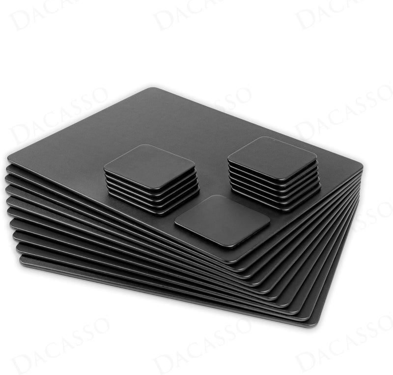 Dacasso Black Leatherette 23Piece Conference Room Set  Executive Desk Surface Protector  Luxury Table Pad Blotters  Square Coasters - Image 2