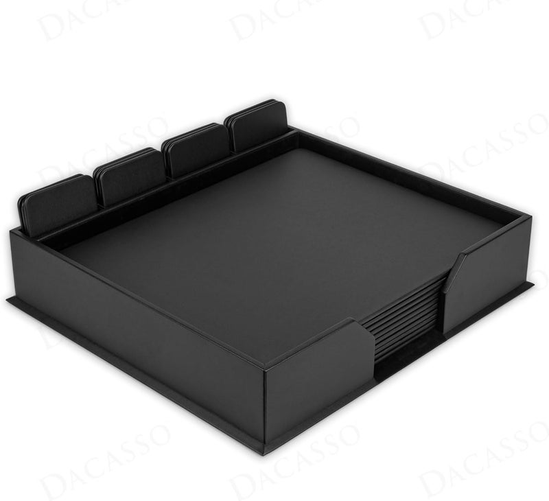 Dacasso Black Leatherette 23Piece Conference Room Set  Executive Desk Surface Protector  Luxury Table Pad Blotters  Square Coasters - Image 4