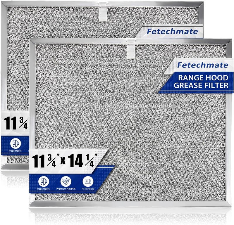 Fetechmate Allure Range Hood Grease Filter BPS1FA30 99010299 by 11-3/4" x 14-1/4" x 3/8" Aluminum Mesh Filter Fit for B-roan QS1 30" N-utone WS1 QS2 Range Hoods Replace S99010305 AP3378953-2 Pack - Image 1