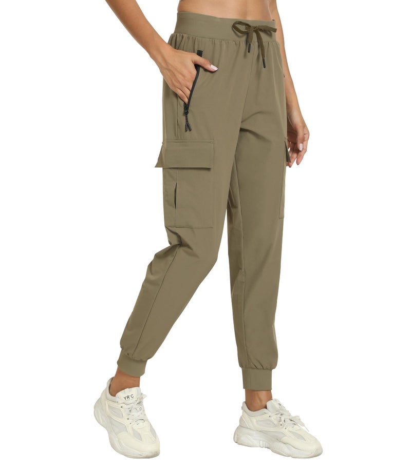 Haowind Womens Cargo Hiking Pants with Pocket - Lightweight Quick Dry Workout Joggers for Travel, Camping and Outdoor Wear(Khaki M) - Image 1