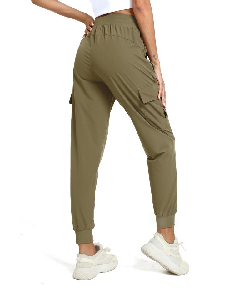 Haowind Womens Cargo Hiking Pants with Pocket - Lightweight Quick Dry Workout Joggers for Travel, Camping and Outdoor Wear(Khaki M) - Image 4
