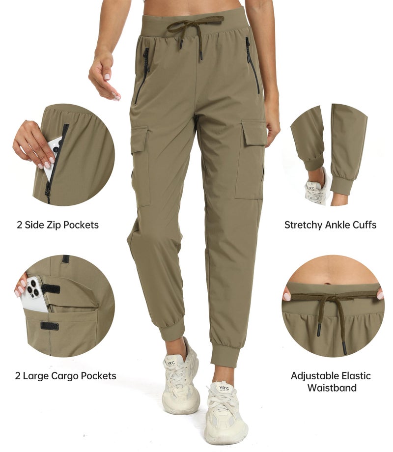 Haowind Womens Cargo Hiking Pants with Pocket - Lightweight Quick Dry Workout Joggers for Travel, Camping and Outdoor Wear(Khaki M) - Image 5