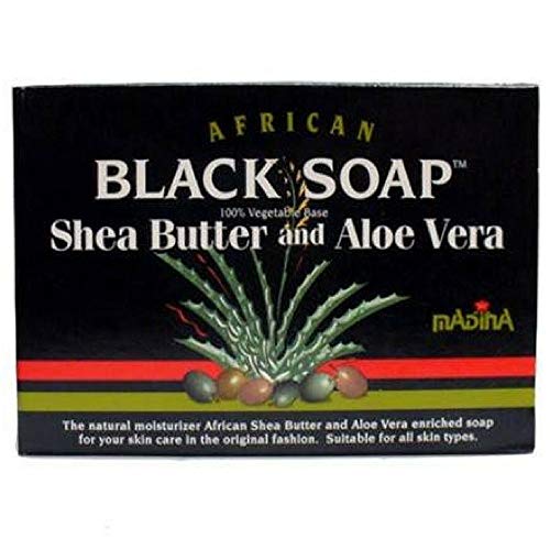 Madina African Black Soap Shea Butter and Aloe Vera, 3.5 oz - Image 1