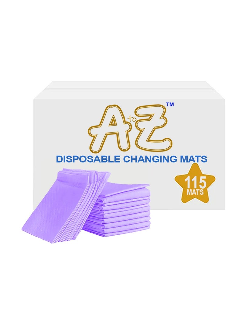 A TO Z A to Z - Disposable Changing Mat size (45cm x 60cm) Large- Premium Quality for Baby Soft Ultra Absorbent Waterproof - Pack of 115 -Lavender  - Image 1