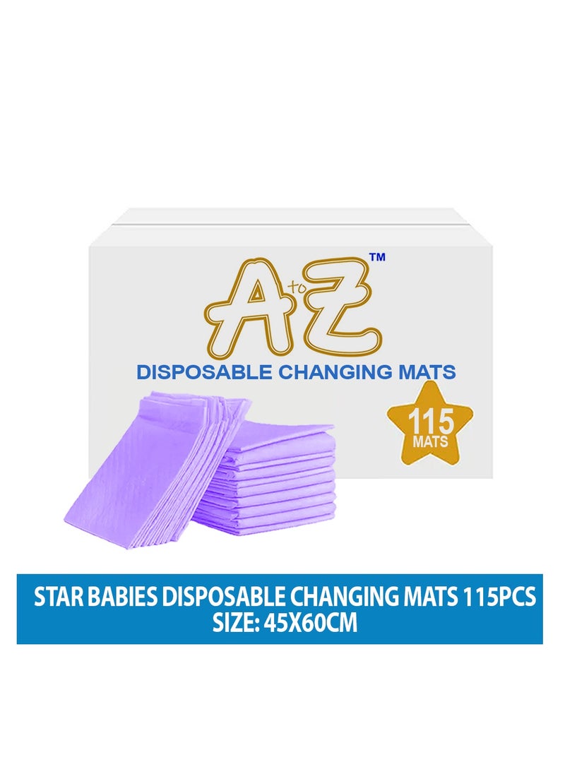 A TO Z A to Z - Disposable Changing Mat size (45cm x 60cm) Large- Premium Quality for Baby Soft Ultra Absorbent Waterproof - Pack of 115 -Lavender  - Image 2