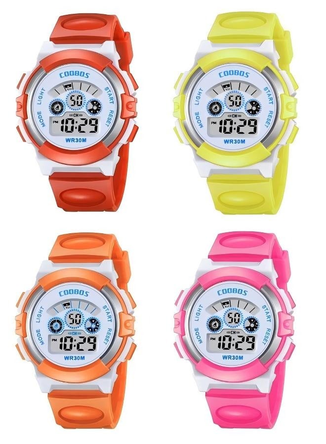 Coobos 4PCS Children's Waterproof Rubber Digital Watch  - Image 1
