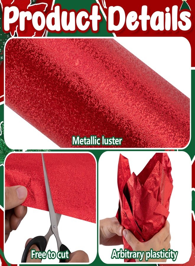 Adnee 2 Roll 10 Yard Floral Foil Plant Pot Covers,Matte Texture Christmas Plant Pot Foil,Red Floral Pot Wrapping Paper for Christmas Home Flower Pot DIY decor - Image 3