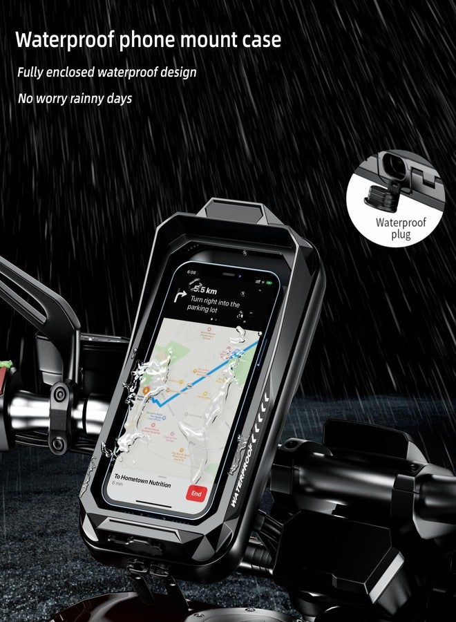 Kewig Bike Phone Mount Waterproof, Bicycle Phone Mount Holder Pouch with Sun Visor & Touch-Screen, Handlebar Phone Mount with 360 Rotation Bike Phone Holder Suitable for 4.0'' - 6.7'' Cellphones - Image 2