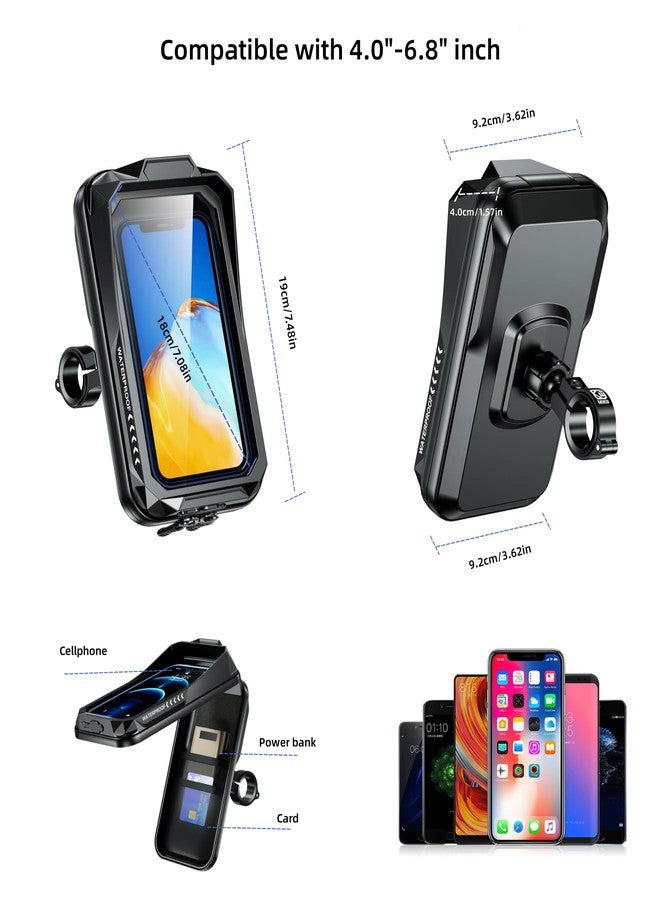Kewig Bike Phone Mount Waterproof, Bicycle Phone Mount Holder Pouch with Sun Visor & Touch-Screen, Handlebar Phone Mount with 360 Rotation Bike Phone Holder Suitable for 4.0'' - 6.7'' Cellphones - Image 5