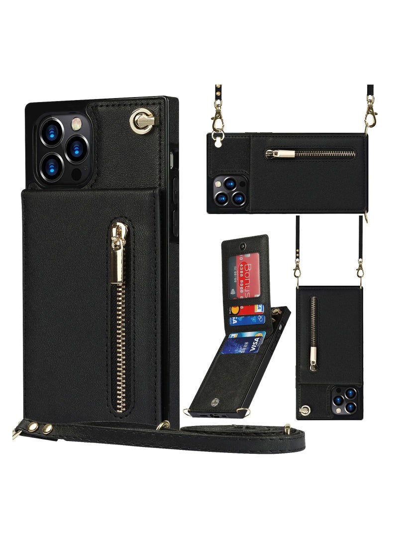 Suitable For iPhone Crossbody Zippered Leather Case