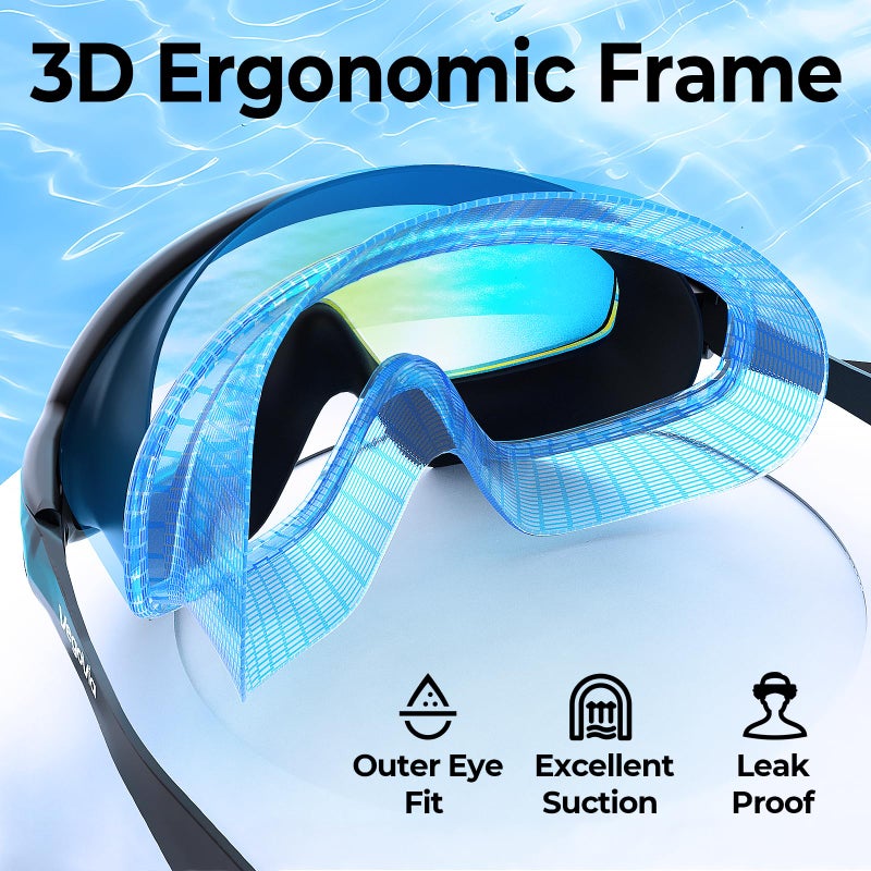 VegoVia 2 Pack Goggles Swimming Adult Men Women, Anti-Fog Pool Water Swim Goggles 180Â° Wide View UV Protection No Leaking Silicone Swim Glasses Attached Earplugs for Youth Beach Open Water Beach - Image 4