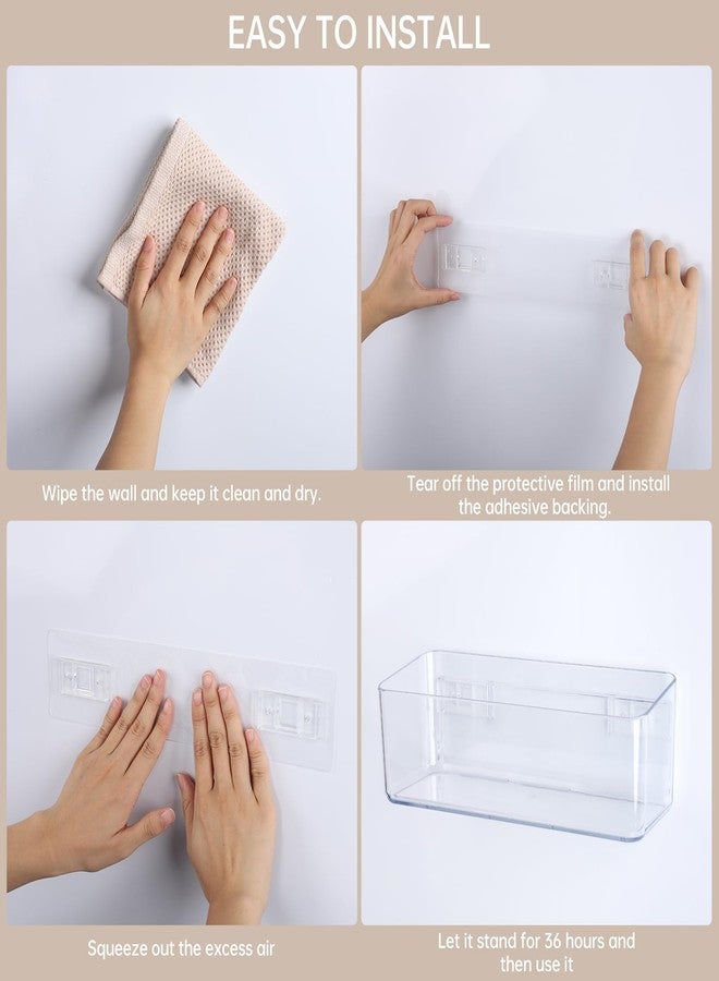 PAVSTINE 2 Pcs Clear Shower Shelf, Large Bathroom Shower Shelves, Adhesive Bathroom Shelf, Wall Mounted Caddy, No Drill Self Adhesive Shower Organizer, Clear Bathroom Shelves with Self Adhesive Tape - Image 4