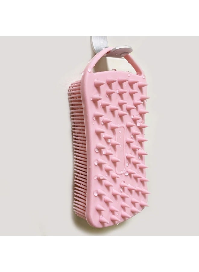 MtBoi 2 PC Silicone Exfoliating Body Scrubber, 2 in 1 Silicone Body Shampoo Brush, Soft Silicone Loofah for Sensitive Skin, Shower Silicone Hair Scalp Massager, Easy to Clean, Lather Well (Black&Pink) - Image 5