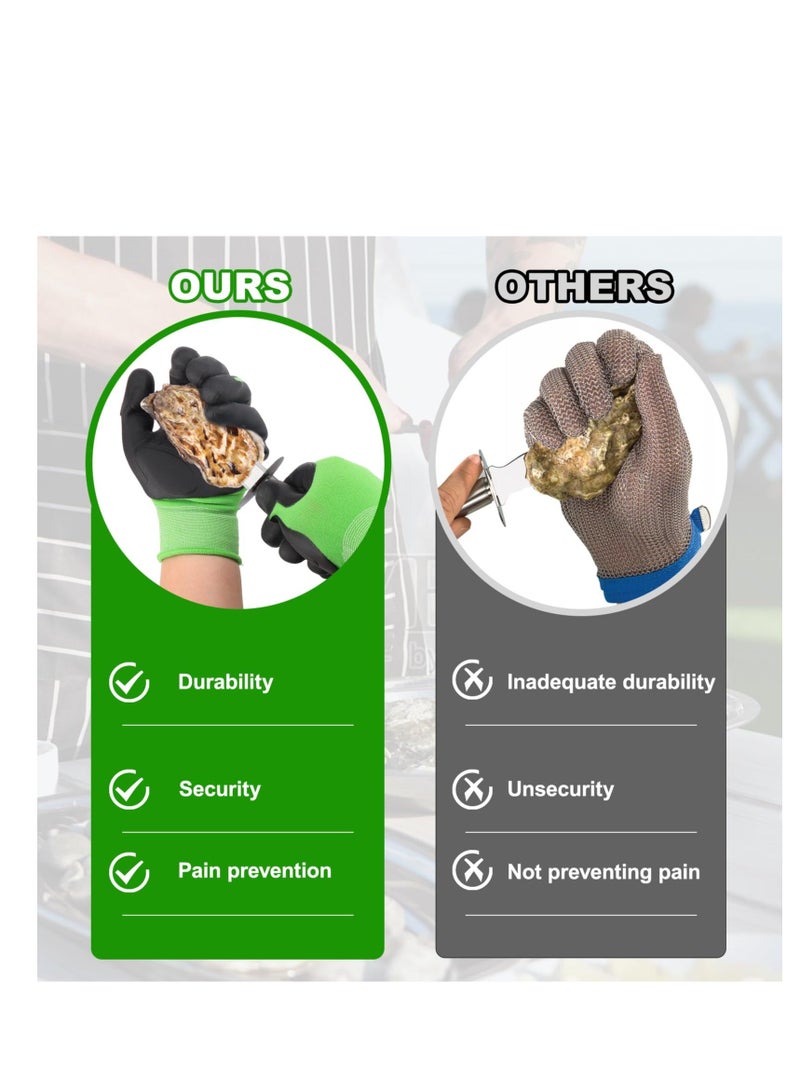 Oyster Shucking Gloves, Clamming Equipment, Oyster Shucker Tool Protectors Handguard, Oyster Opener Machine Kit, Easy to Use Oyster Holders Seafood Tool, Green-Black - Image 5