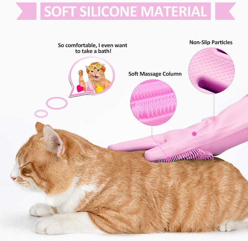 Pet-Grooming-Gloves for Bathing & Hair-Removal, Dog and Cat Brush Bath-Scrubb... - Image 3