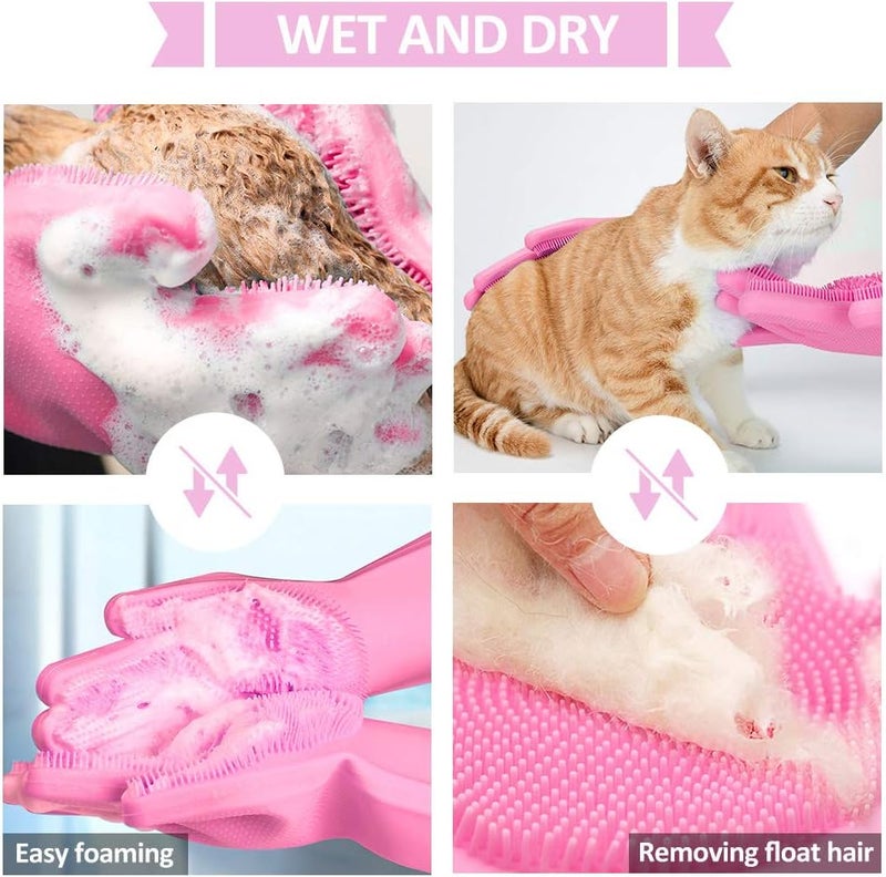 Pet-Grooming-Gloves for Bathing & Hair-Removal, Dog and Cat Brush Bath-Scrubb... - Image 2