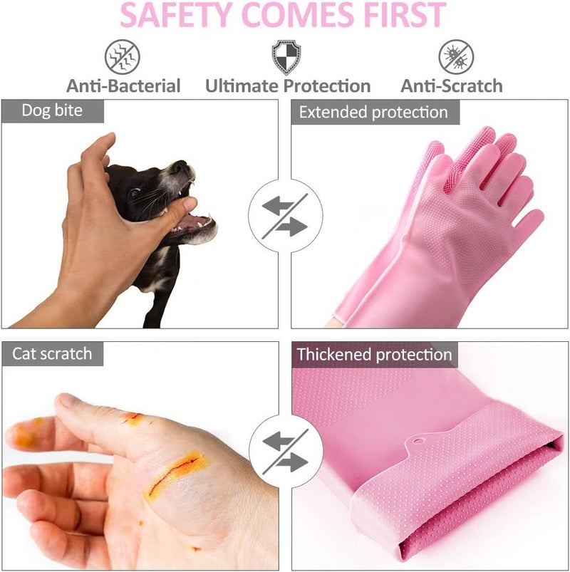 Pet-Grooming-Gloves for Bathing & Hair-Removal, Dog and Cat Brush Bath-Scrubb... - Image 4