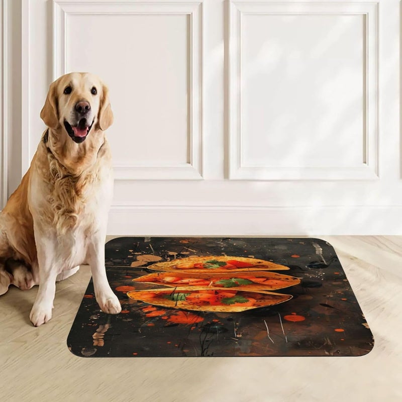 Absorbent Dog Water Cat Mat for Food Water Bowl Quick Dry Tacos On Dark Splatter Background with Tomatoes Pet Feeding Mats No Stains Dog Food Mat Pet Accessories Supplies Cat Bowl Mats 24x16In - Image 4