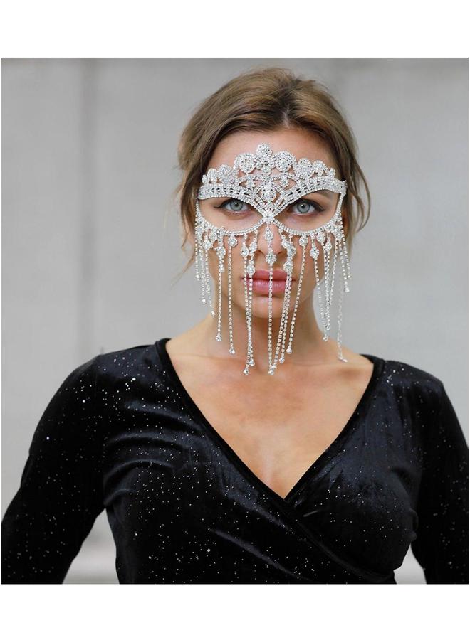 Tassel Mask Chain for Women Fringe Masquerade Head Rhinestone Face Jewelry Costumes Accessory PartyCosplay Nightclub - Image 3