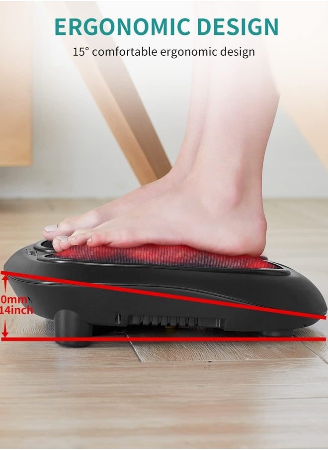 Foot Massager with Heat, Shiatsu Heated Electric Kneading Foot Massager Machine for Plantar Fasciitis, Built-in Infrared Heat Function and Power Cord (Black)