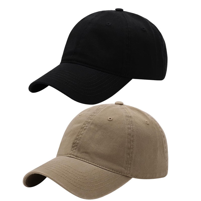 Hawholm 2 Packs Womens Baseball Caps Plain Baseball Hat Summer Sun Visor Hats Baseball Cap Men Adjustable Dad-Hat - Image 1