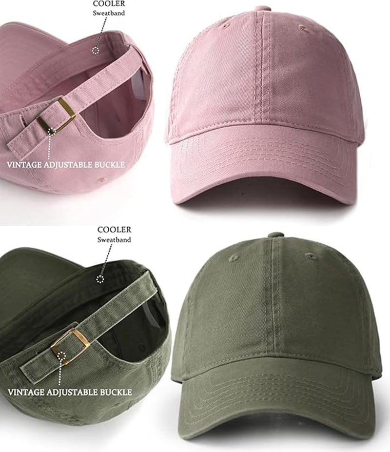 Hawholm 2 Packs Womens Baseball Caps Plain Baseball Hat Summer Sun Visor Hats Baseball Cap Men Adjustable Dad-Hat - Image 4