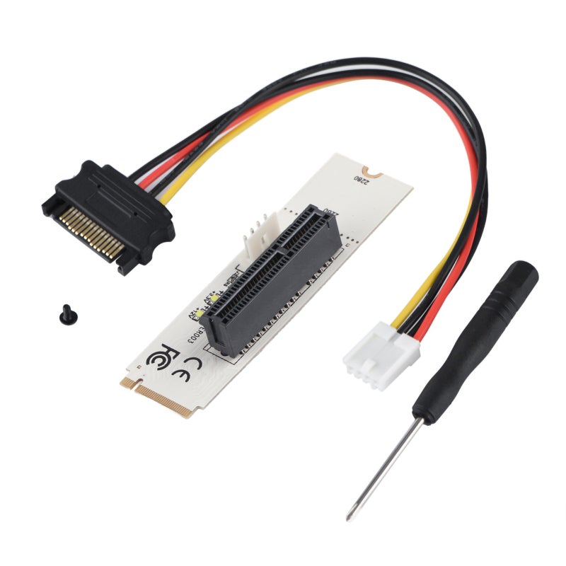 NGFF M.2 Key M to PCI-E 4X Female Adapter Card - Supports 2260 2280 SSD Module Slot with Power Cable for Desktop Laptop - Image 1