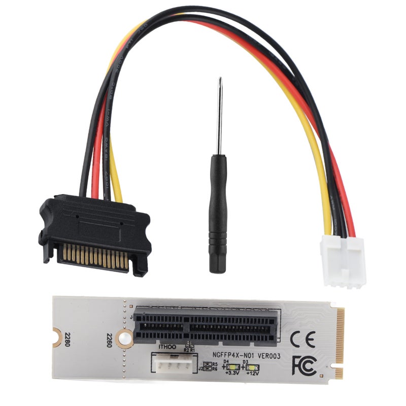 NGFF M.2 Key M to PCI-E 4X Female Adapter Card - Supports 2260 2280 SSD Module Slot with Power Cable for Desktop Laptop - Image 5