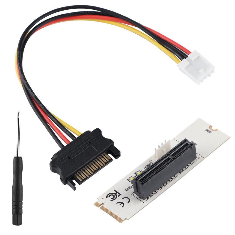 NGFF M.2 Key M to PCI-E 4X Female Adapter Card - Supports 2260 2280 SSD Module Slot with Power Cable for Desktop Laptop - Image 2