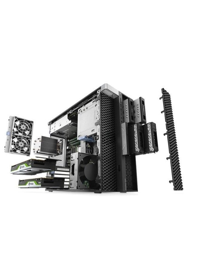 A professional desktop computer with a tower design, featuring a high-performance 24-core, 48-thread processor, 32GB DDR4 memory, 500GB NVMe storage, and a professional graphics card.