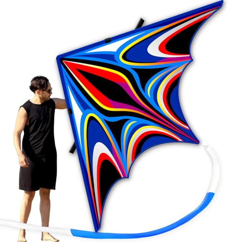 SGftre Delta Kite for Kids AdultsExtremely Easy to Fly for BeginnersKites for Beach Trip Park Family Outdoor Activities Large Power TriancleBlue Extra Large - Image 1