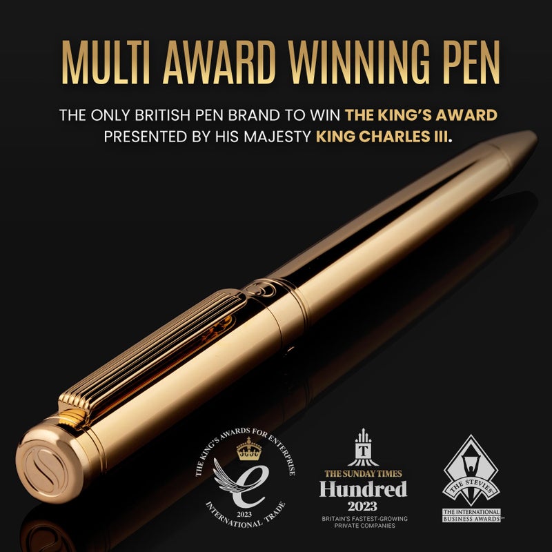 Scriveiner Gold Ballpoint Pen - Stunning Luxury Pen, Real Gold Plating, Schmidt Black Refill, Best Ball Pen Gift Set for Men & Women, Professional Executive Office, Nice Fancy Designer Pens - Image 2