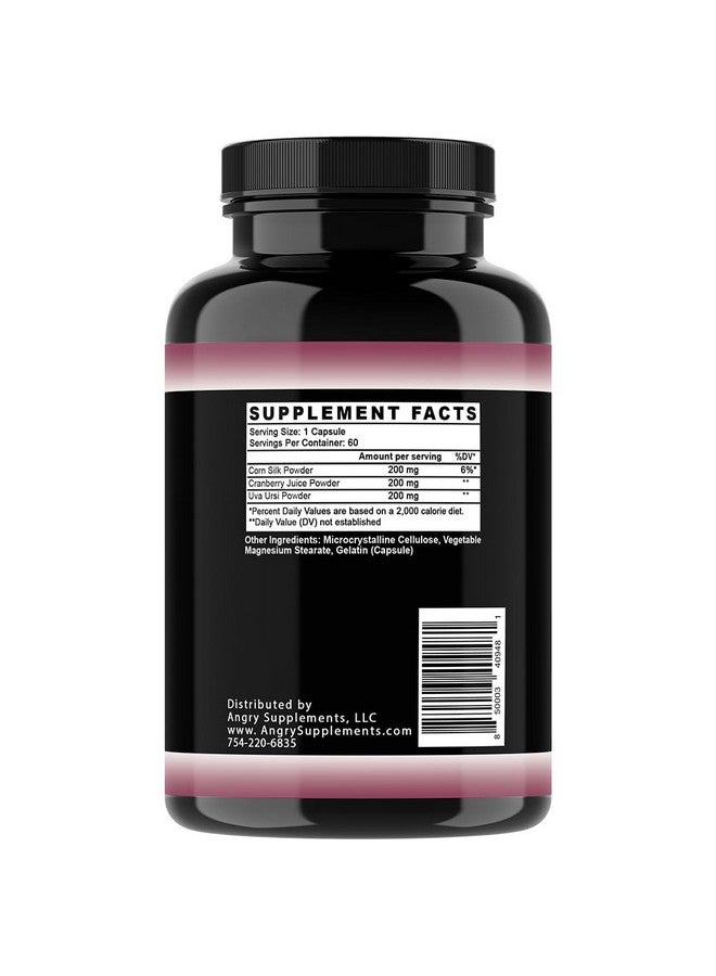 Angry Supplements رعاية المسالك البولية للنساء - دعم صحة المسالك البولية والتهابات المسالك البولية - توت بري، حرير الذرة و Uva Ursi - مركب تنظيف المثانة - 60 كبسولة، إمداد لمدة 60 يوم (1-زجاجة) - Image 4